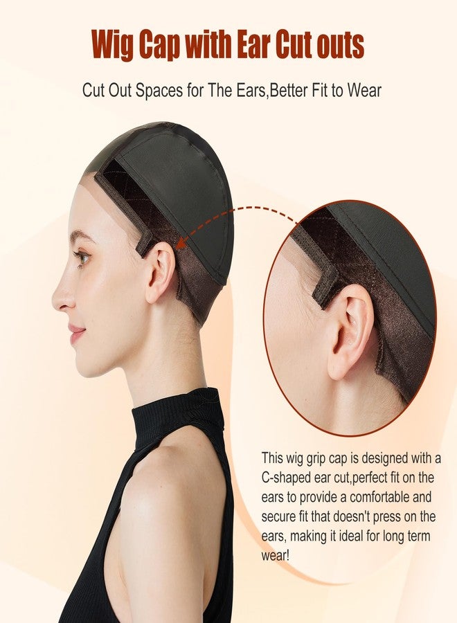 Xiushumyi Lace Wig Cap for Women,Adjustable Wig Grip Cap with Grip Band for Keeping Wigs In Place,Non Slip Caps Make Your Wigs Be Glueless(Brown) - Image 3